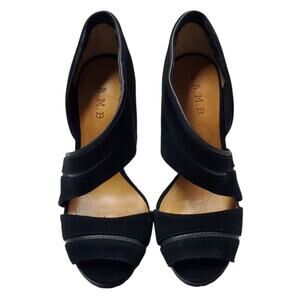 Y2k L.A.M.B. Gwen Stefani Suede Black Peep Toe Heels - Size 7